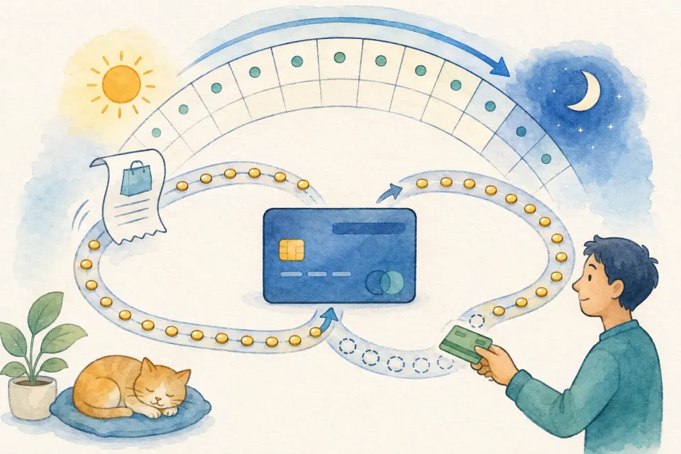 Unpaid purchase circles a calendar and gathers small costs over time before returning to a credit card balance